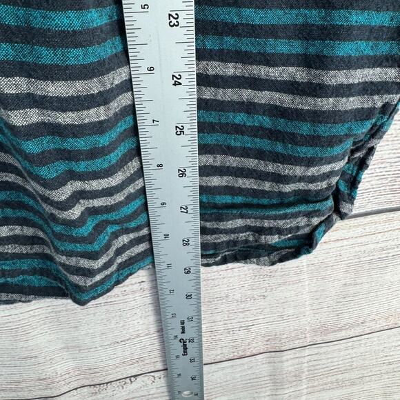 Levi's Linen Blend‎ Striped Button Down Shirt Men's Size Large Green/Blue/Black - Picture 13 of 13